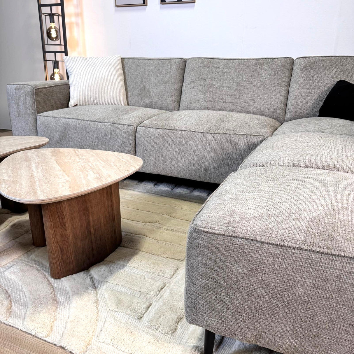 Hoekbank Ravi – Chenille Gemêleerd Grijs – Links