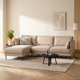 Hoekbank Sidney stof beige links sfeerfoto in modern interieur