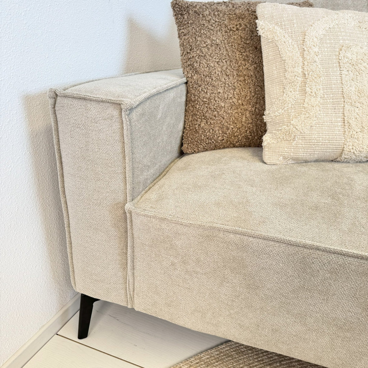 Hoekbank Yara met chaise longue rechts chenille beige