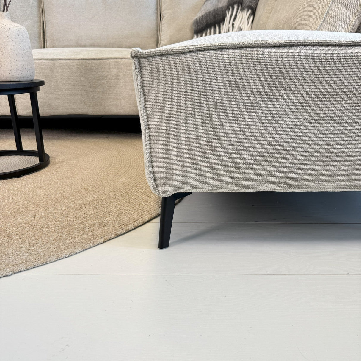 Hoekbank Yara met chaise longue rechts chenille beige