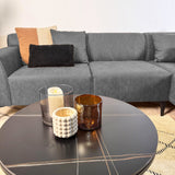 Canapé d'angle Davidson Microfibre Anthracite avec salon compact - Droit 