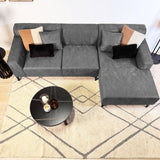 Canapé d'angle Davidson Microfibre Anthracite avec salon compact - Droit 