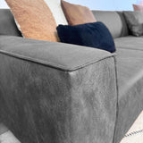 Canapé d'angle Davidson Microfibre Anthracite avec salon compact - Droit 