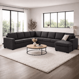 Canapés - Canapé d'angle tissu anthracite - 7 - personnes - 345 x 285 cm - Blake - Dimehouse