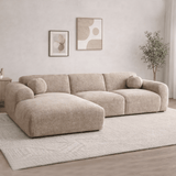 Hoekbank zand chenille stof - 292x169 cm - Shane - links
