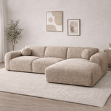 Banken - Hoekbank zand chenille stof - 292x169 cm - Shane - rechts - Dimehouse