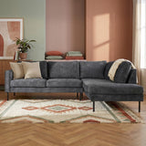 Hoekbank antraciet velvet hoge poten Gaya - rechts