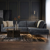 Hoekbank antraciet velvet hoge poten Gaya - rechts