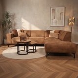 Canapé d'angle industriel en cuir écologique cognac Brisbane - droit 