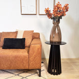 Canapé d'angle Davidson Cognac Gauche - Tissu Microfibre