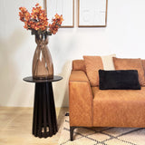 Canapé d'angle Davidson Cognac Droit - Tissu Microfibre