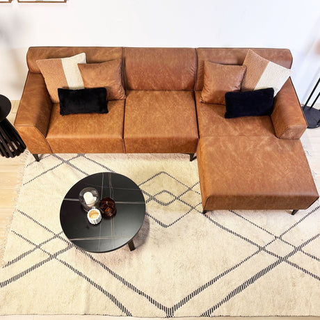 Canapé d'angle Davidson Microfibre Cognac avec salon compact - Droite 