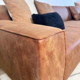 Canapé d'angle Davidson Cognac Droit - Tissu Microfibre