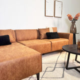 Canapé d'angle Davidson Cognac Gauche - Tissu Microfibre