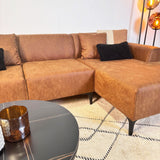 Canapé d'angle Davidson Cognac Droit - Tissu Microfibre