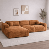 Banken - Hoekbank koper chenille stof - 292x169 cm - Shane - links - Dimehouse