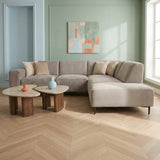 Canapé d'angle gris en chenille tacheté Ravi – droit 