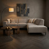 Canapé d'angle gris en chenille tacheté Ravi – droit 