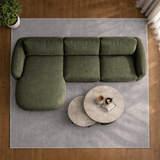 Hoekbank chaise longue olijfgroen structuurstof Dwayne - links