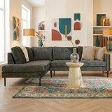 Canapé d'angle en velours vert avec pieds hauts Gaya - gauche 