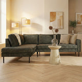 Canapé d'angle en velours vert avec pieds hauts Gaya - gauche 