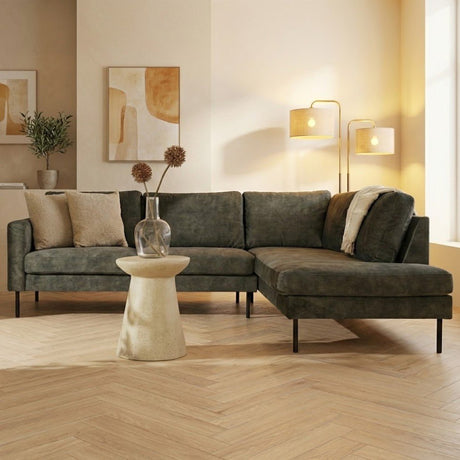 Hoekbank groen velvet hoge poten Gaya - rechts