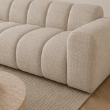 Banken-Hoekbank met lounge beige velvet structuurstof - strepen - links - Brix-Dimehouse
