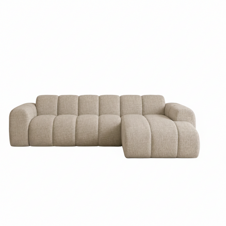 Hoekbank met lounge zand velvet structuurstof - strepen - rechts - Brix