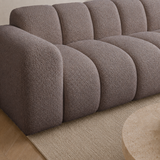 Hoekbank met lounge zacht bruin bouclé stof - strepen - rechts - Brix