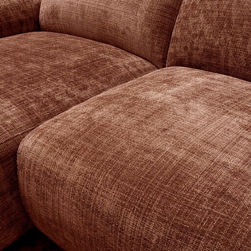 Hoekbank koper chenille stof - 270x165 cm - Shane - links