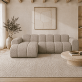 Banken-Hoekbank met lounge zand velvet structuurstof - strepen - links - Brix-Dimehouse
