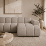 Banken-Hoekbank met lounge zand velvet structuurstof - strepen - rechts - Brix-Dimehouse