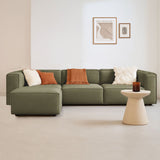 Modulaire hoekbank Fora met losse hocker linnen stof - groen