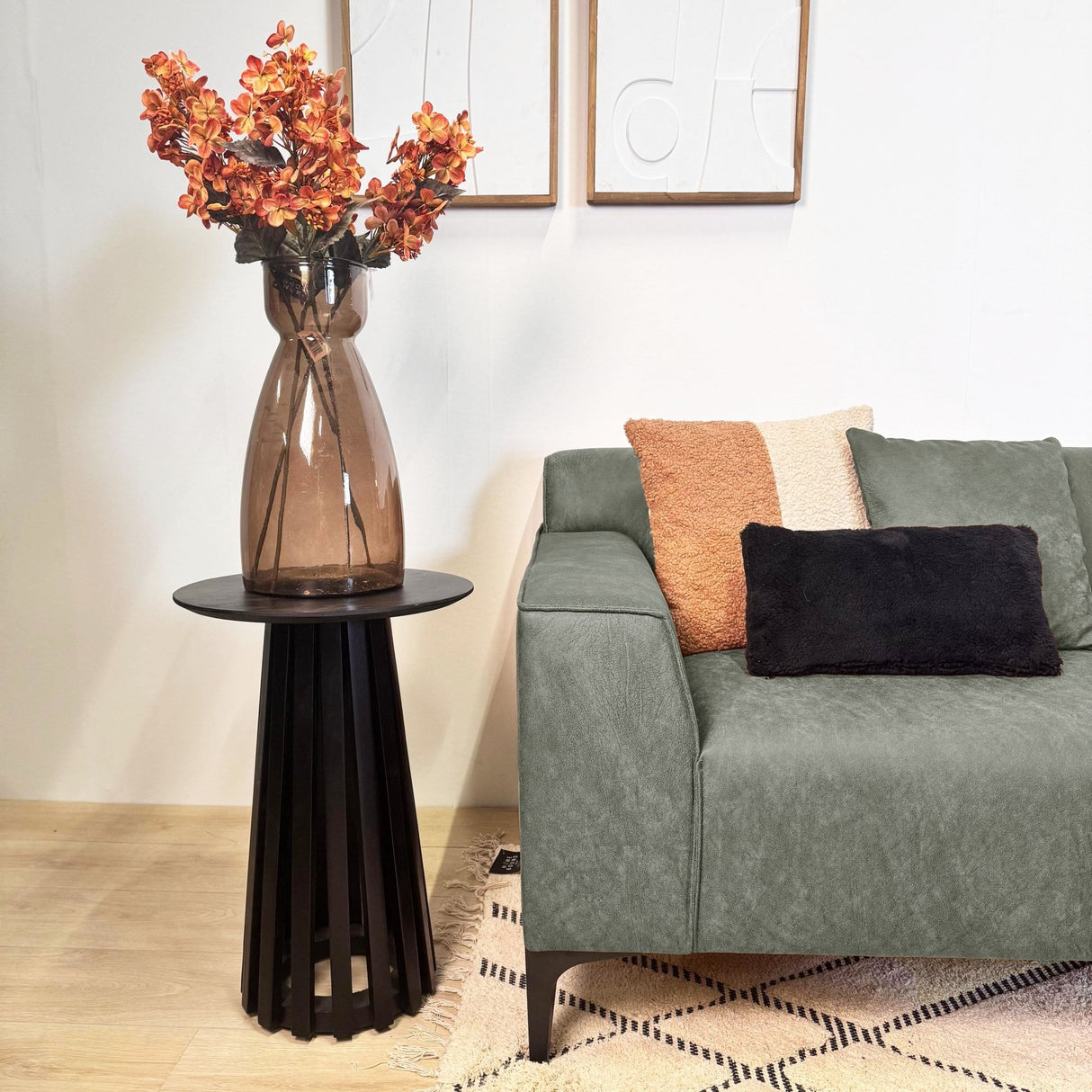 Canapé d'angle Davidson Microfibre Vert avec salon compact - Droit 