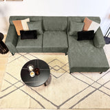 Canapé d'angle Davidson Microfibre Vert avec salon compact - Droit 