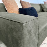Canapé d'angle Davidson Microfibre Vert avec salon compact - Droit 