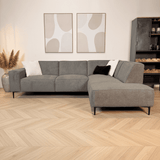 Canapé d'angle taupe en chenille tissée Ravi – droit 