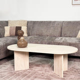 Hoekbank met chaise longue taupe chenille stof Manon - links