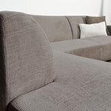 Hoekbank taupe chenille stof met chaise longue links Manon