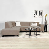 Hoekbank taupe chenille stof met chaise longue links Manon