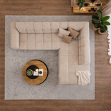 Hoekbank met lounge beige bouclé stof Nova - rechts