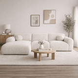 Canapé d'angle en tissu chenille beige Shane - à gauche