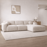 Canapé d'angle tissu chenille beige - 292x169 cm - Shane - droit