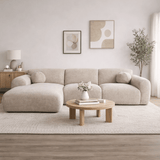 Banken - Hoekbank beige chenille stof - 292x169 cm - Shane - links - Dimehouse