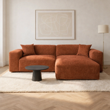 Hoekbank koper chenille Wayne 260 cm - hoek links en rechts monteerbaar