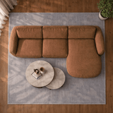 Hoekbank chaise longue koper structuurstof Dwayne - rechts