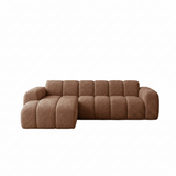 Canapé d'angle lounge tissu bouclé marron doux - rayures - droit - Brix