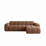 Canapé d'angle lounge tissu bouclé marron doux - rayures - droit - Brix
