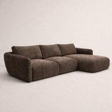 Hoekbank chaise longue mokka bruin structuurstof Dwayne - rechts