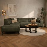 Canapé d'angle industriel en cuir écologique cognac Brisbane - gauche 